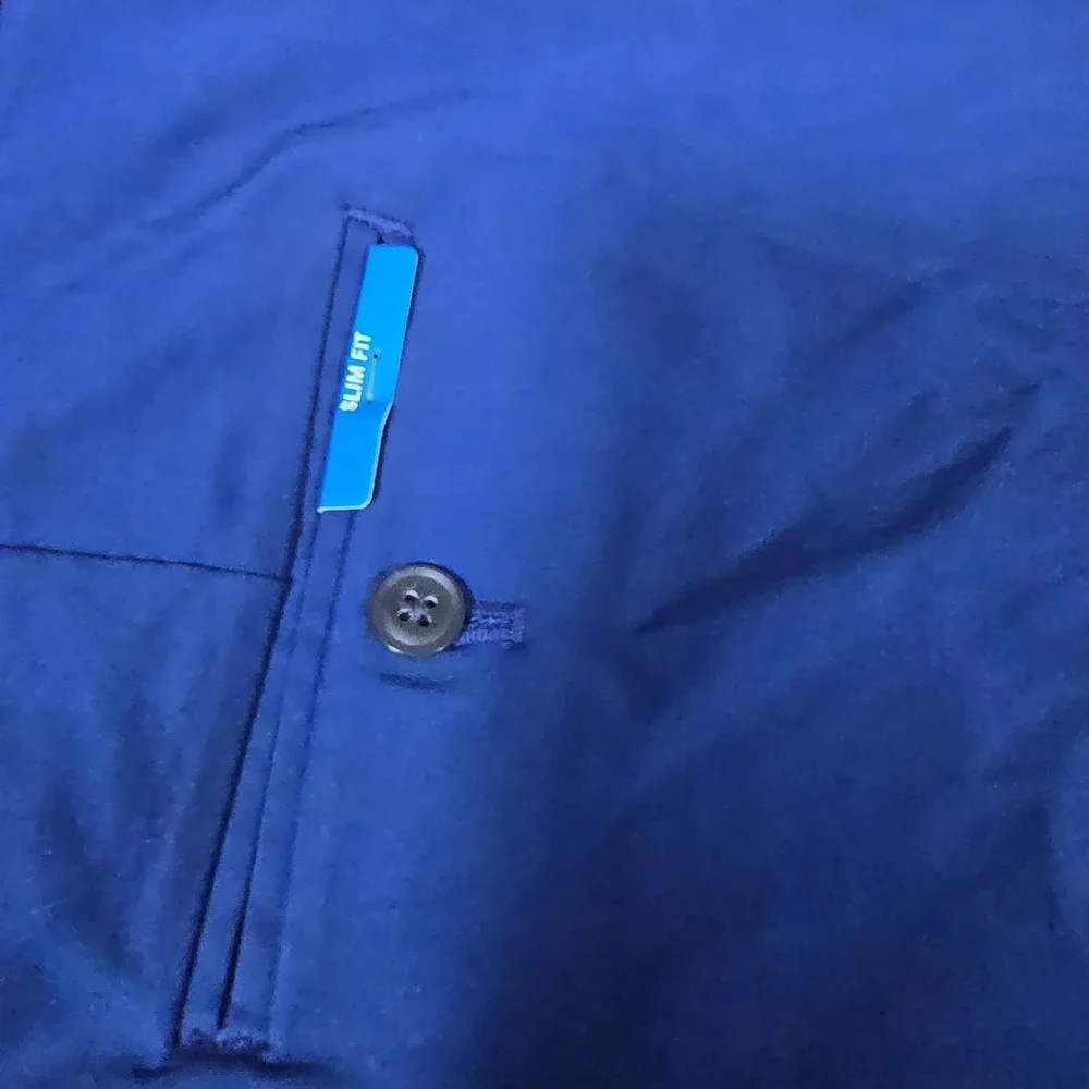 Perry Ellis Travel Luxe Slim Straight Dress Pants 40x32 Estate Blue NWT Flex